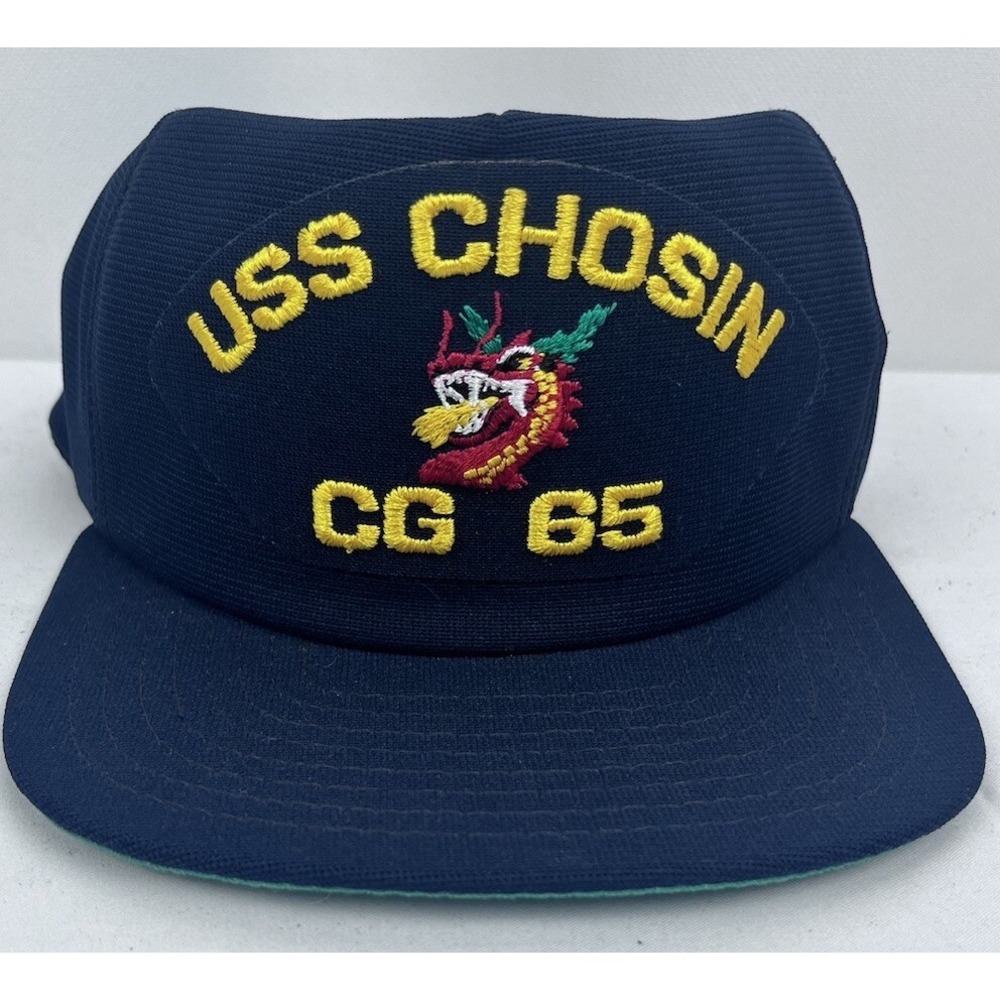 Vintage New Era USS Chosin dragon CG 65 Snapback Military Style Trucker Hat